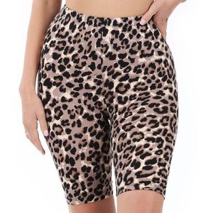 NEW| Microfiber Leopard Print Biker Shorts
